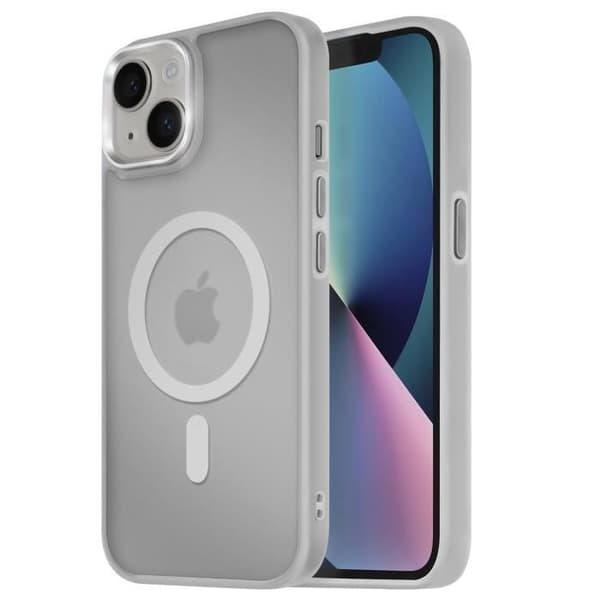 Coque MagSafe - iPhone 13 - Mat Gennemsigtig Bagside - Blød Kant - Antispor Grå