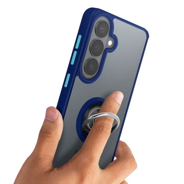 Gennemsigtig Magnetisk Cover med 360° Rotationsring til Galaxy S26 Blå Blå