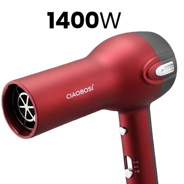 Hårtørrer - AVIZAR - 1400W - Kold luft - Lang ledning - Stille Röd