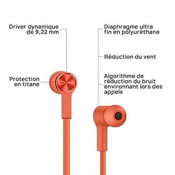 Trådlösa In-ear-hörlurar Bluetooth 5.0 HUAWEI FreeLace - Orange - 18h batteritid - Vattentåliga Orange