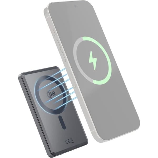 Powerbank MagSafe til iPhone og Qi2 smartphones 15W 5000 mAh Force Power Mørkegrå Grå