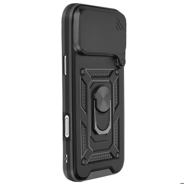 Cover til iPhone 17 Pro med roterende magnetring og kameralåg MAYAXESS sort Svart
