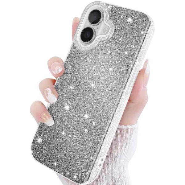 Coque - ADVARE - iPhone 17 - Bi-Materiale - Glitrende Sølv - Skærm- og Kamerabeskyttelse Grå