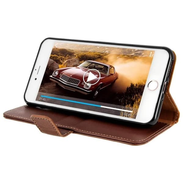 Husetaske - AVIZAR - iPhone 7 Plus / 8 Plus - Eco-læder - Brun - Indbygget støtte brun