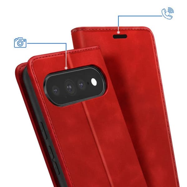 Plånboksfodral för Google Pixel 11 / 11 Pro Mocka Effekt med Stöd Röd Röd