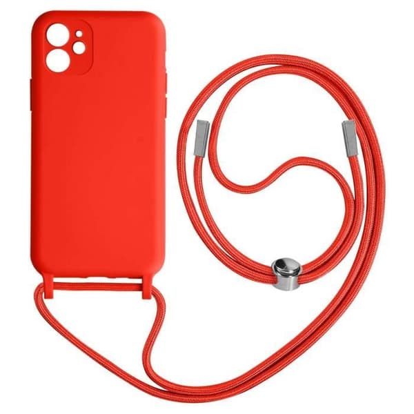 Coque iPhone 11 - AVIZAR - Semi-rigid - Snor til Hals 80cm - Rød - Unisex Röd