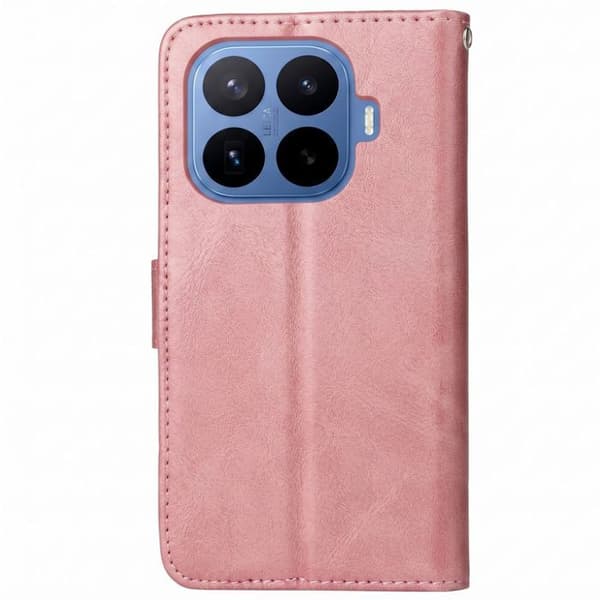 Plånboksfodral för Xiaomi 17T Pro i läderlook med videostöd i rosa Ros