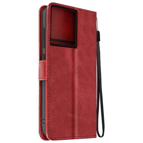 Taske til Motorola Edge 50 Pro Håndledsrem Flip Stand Wallet Rød Röd