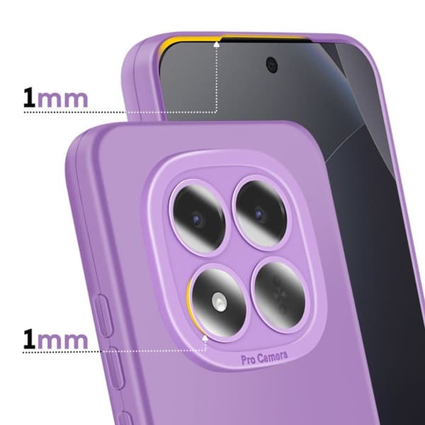 Siliconfodral för Redmi Note 15 Pro Plus med förstärkt kamerablock i lila Violett