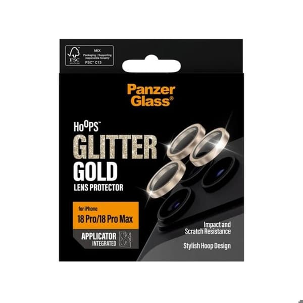 Skydd för kameramål för iPhone 18 Pro / 18 Pro Max serie Hoops Panzer Glass Guld Gul