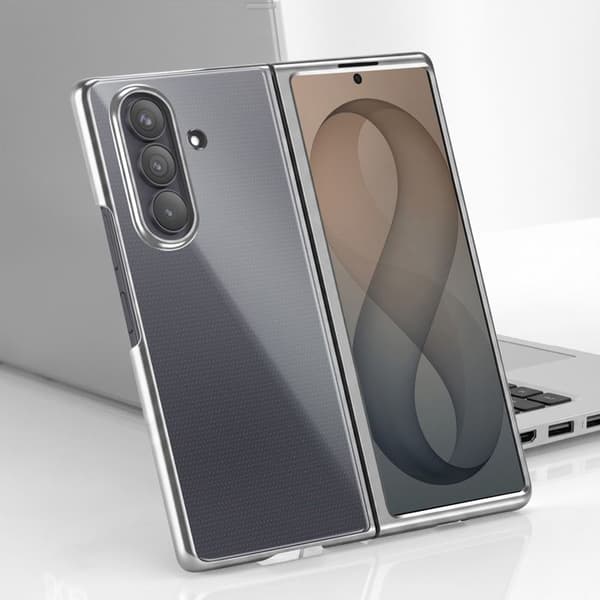 Fodral för Galaxy Z Flip 8 Ultra med led och kromad silverkant Grå