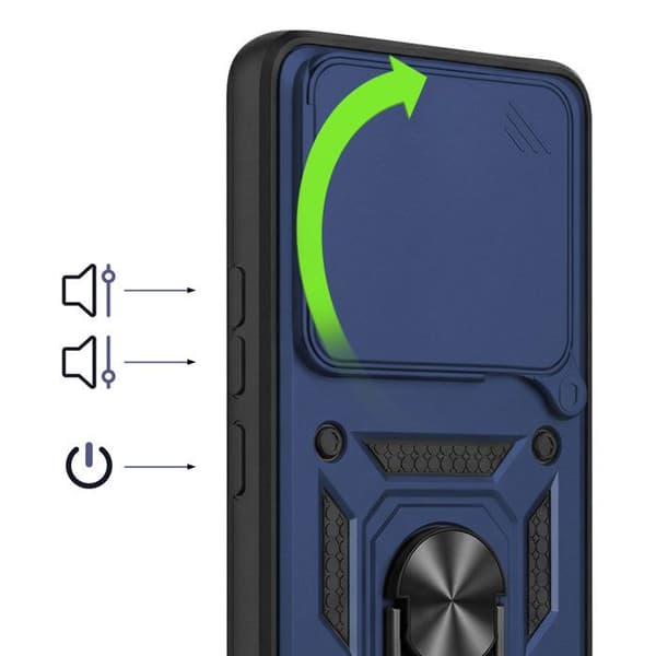 Coque Ring til Redmi Note 15 5G med Skydelåg til Kamera Mayaxess Mørkeblå Blå