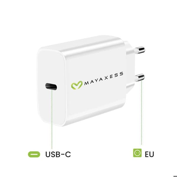 Laddare för Galaxy Z Fold 6 20W + USB-C-kabel 1m Mayaxess Vit Vit