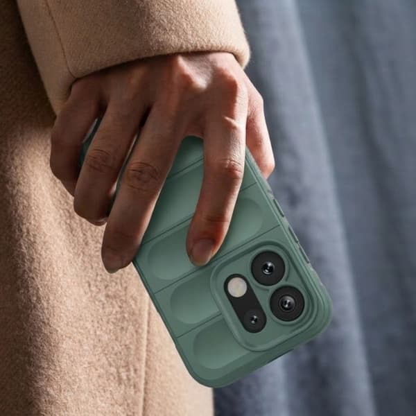 Cover til Oppo Reno 16 / 16 Pro med 3D-relief og skridsikkert greb i grøn Grön