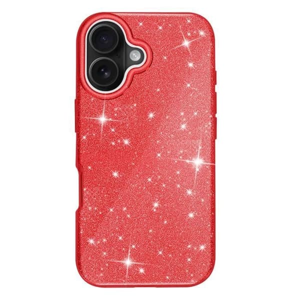 Glittrande Skal för iPhone 16 Plus Stötsäkert Röd Röd