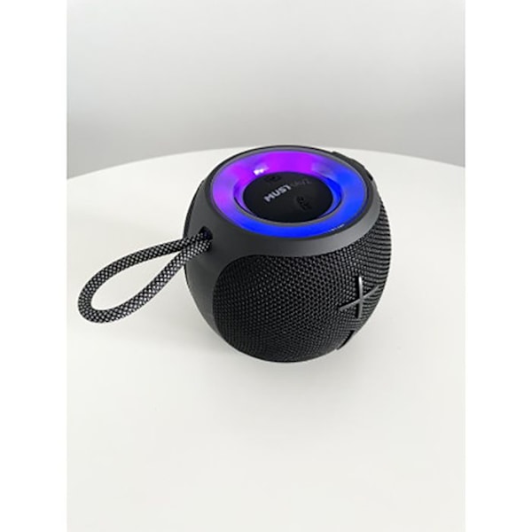 Bærbar Bluetooth-højttaler 20W Sphærisk Musthavz IPX4 Dyb Bas Grab 'N Go Sort Svart