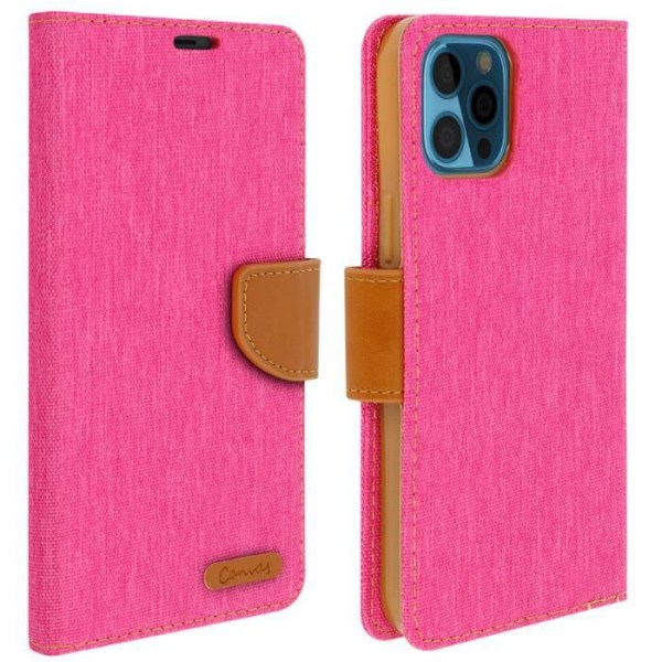Apple iPhone 12 Pro Max Fodral Tyg Plånboksfodral Canvas Series - rosa Rosa