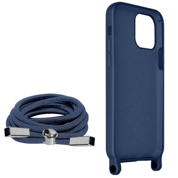 Coque - ILMOITTAA - iPhone 12 Pro Max - Puolijäykkä - Säädettävä naru 80cm - Sininen blå