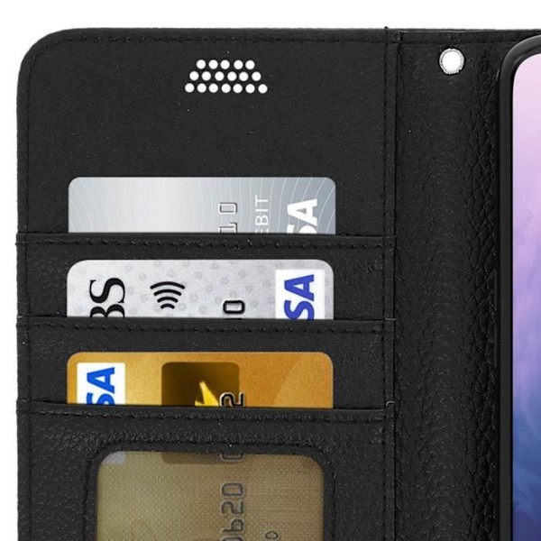 Plånboksfodral - AVIZAR - OnePlus 7 - Ekologiskt läder - Mjukt - Video Stöd Svart