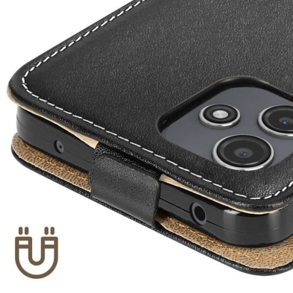 Pystysuuntainen läppäkotelo Xiaomi Redmi 12 Black - AVIZAR - Pystysuuntainen läppäkotelo - Musta - Synteettinen - Mixed Svart
