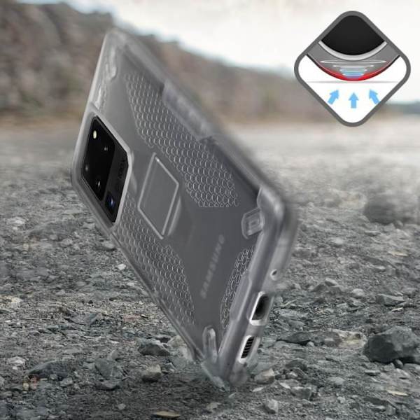 Fodral för Samsung S20 Ultra Shockproof Mjuk förstärkt Honeycomb Transparent Svart vit