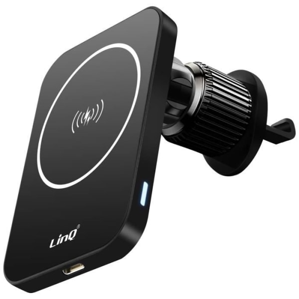 Støtte til bil MagSafe - LinQ - 15W - Monteringsbeslag til beluftning - 360° rotation - LED indikator Svart