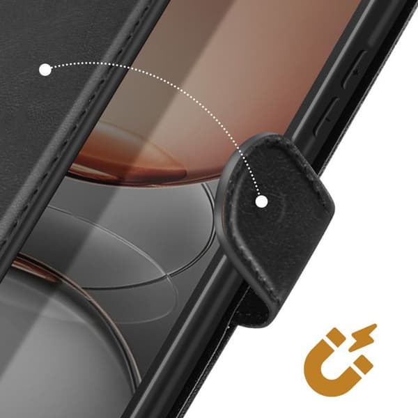 Smartphoneetui - Realme - C75 og 14x - Sort - Kunstlæder - Videostøtte Svart