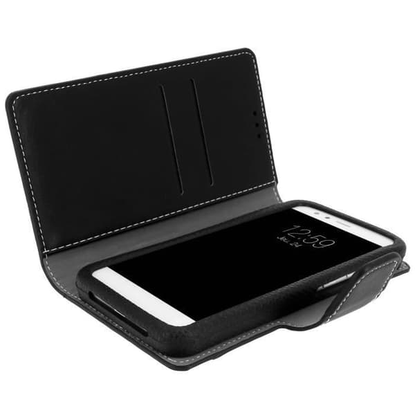 Smartphone Cover - AVIZAR - Universel - Øko-læder - Sort - 5 til 5.5 tommer Svart