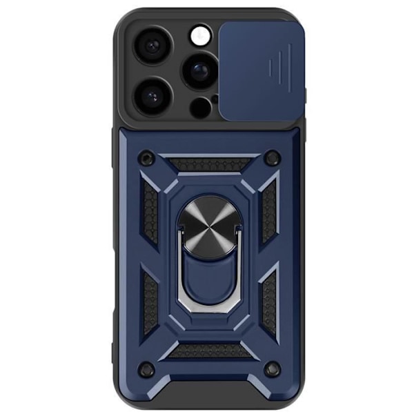 Coque til iPhone 16 Pro Max med ring, støtte, skydebeskyttelse til kamera, Mayaxess, Blå Nat. Blå
