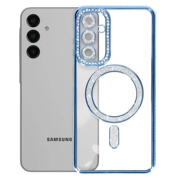Cover - Samsung - Galaxy A16 - Diamant - Strass - MagSafe - Lys Blå Blå