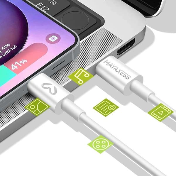Ladd kabel för Samsung Galaxy S25 USB-C 1m Mayaxess Vit Vit