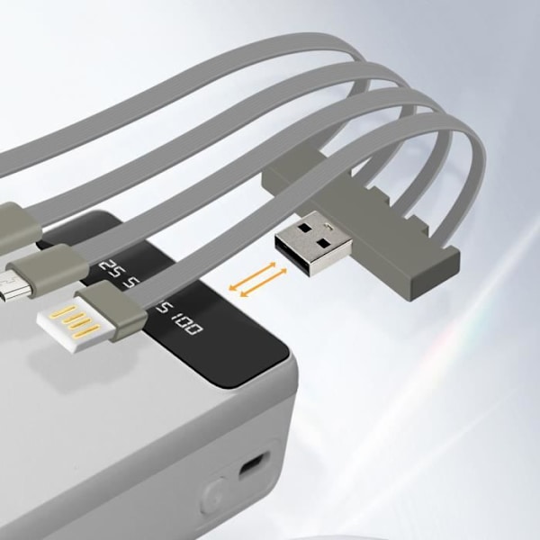 25800 mAh:n vara-akku irrotettava 4 in 1 -kaapeli ja LinQ Compact USB -lähtö valkoinen Vit