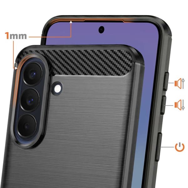 Siliconfodral för Galaxy A57 med kolfiber-effekt, borstad textur, svart Svart