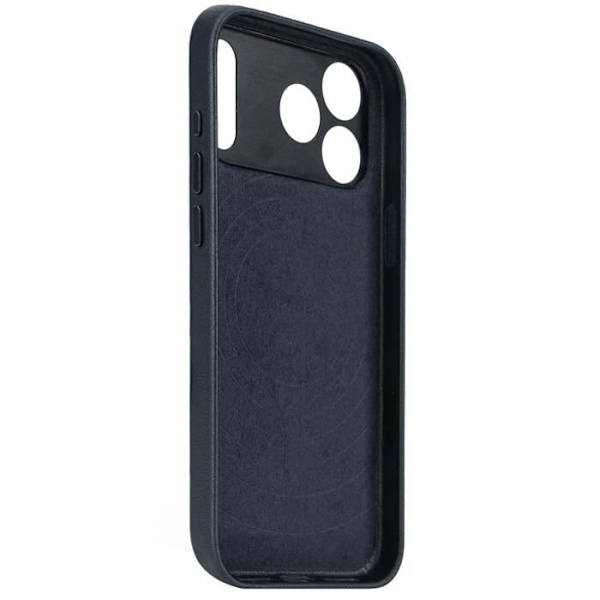 Cover til iPhone 17 Pro - DECODED - Stødabsorberende Læder - MagSafe - Marineblå - Fleksibel Blå