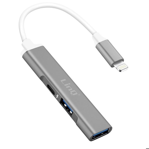 Lightning-adapter til 2 USB-porte og 1 Lightning-port - LinQ - Sort