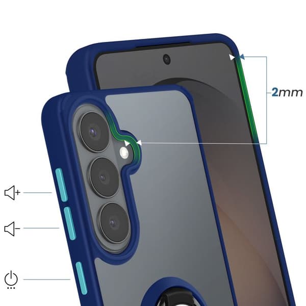 Gennemsigtig Cover med 360° Rotationsring til Galaxy S26 Plus Blå Blå
