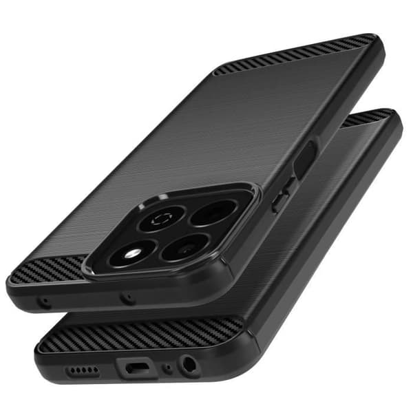 Coque - Honor - 200 Smart - Silikone - Carbon Design - Børstet Sort Effekt Svart