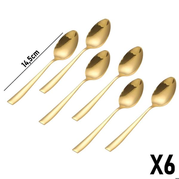 Desserterskedar - CHEFFINGER - Set om 6 - Rostfritt Stål - Guldiga - 14.5cm Gul