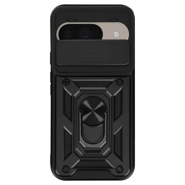 Coque til Google Pixel 9/9 Pro - Mayaxess - Stødabsorberende - Skydelåg til kamera - Støtte ring Svart