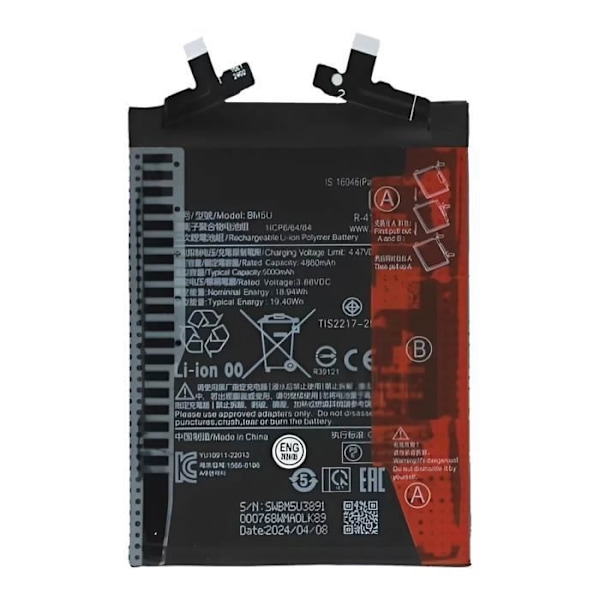 Internbatteri för Redmi Note 13 Pro Plus 5G 5000mAh modell BM5U Svart Svart