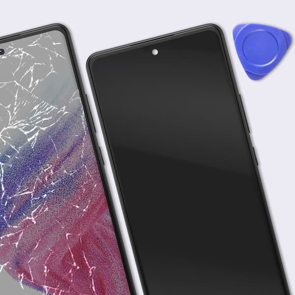 Skærm til Galaxy A53 OLED-panel med berøringsglas og sort chassis Svart
