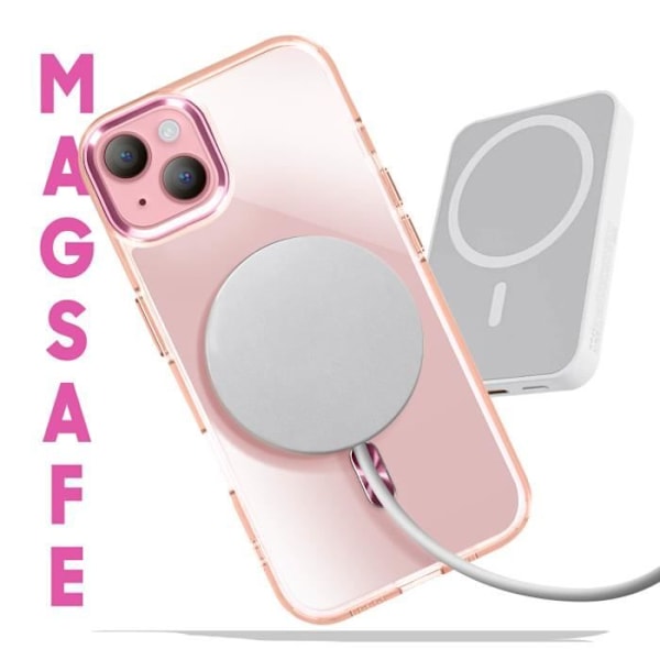 Coque MagSafe för iPhone 15 Bakre Kristall Färg Rosé Champagne Rosa