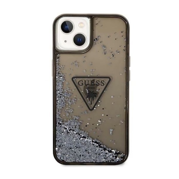 Guess Liquid Glitter Triangle Logo Fodral - Fodral för iPhone 14 Plus (svart) - 3666339064655