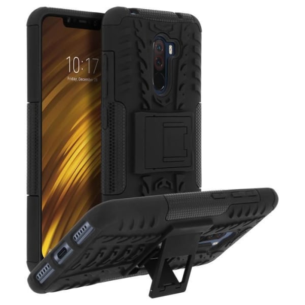 Pocophone F1 Fodral Stötsäker Silikon + Polykarbonat Inbyggt stöd Svart