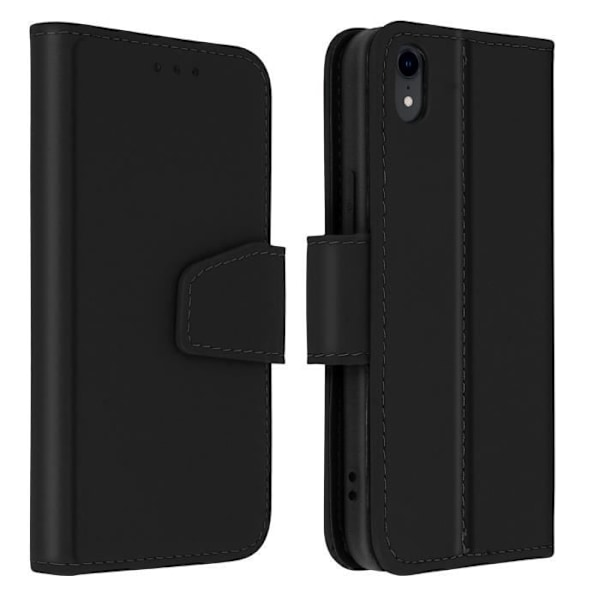 iPhone XR nahkakuori AVIZAR - Korttipidike ja tukitoiminto - Musta Svart