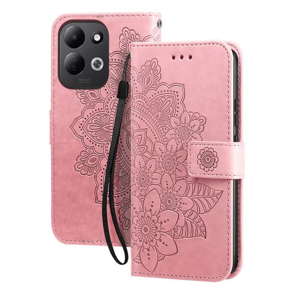 Plånboksfodral för Xiaomi Redmi 17 Mandala-mönster med ställ i rosa Ros