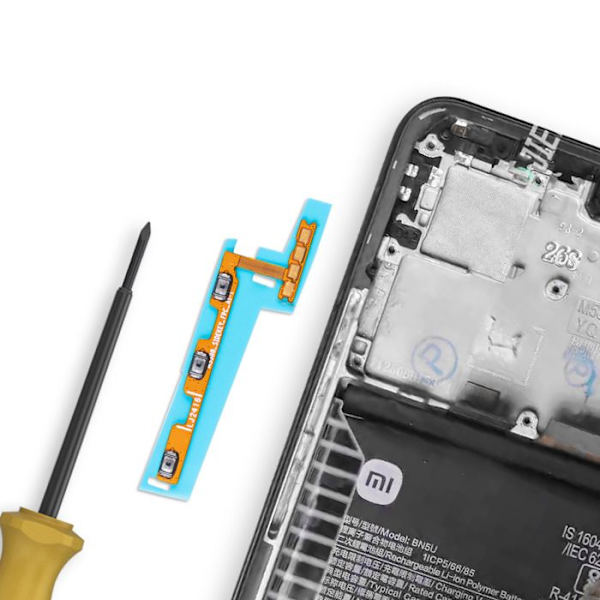Nappe til Power- og lydstyrkeknap til Xiaomi Redmi Note 14 5G Sort