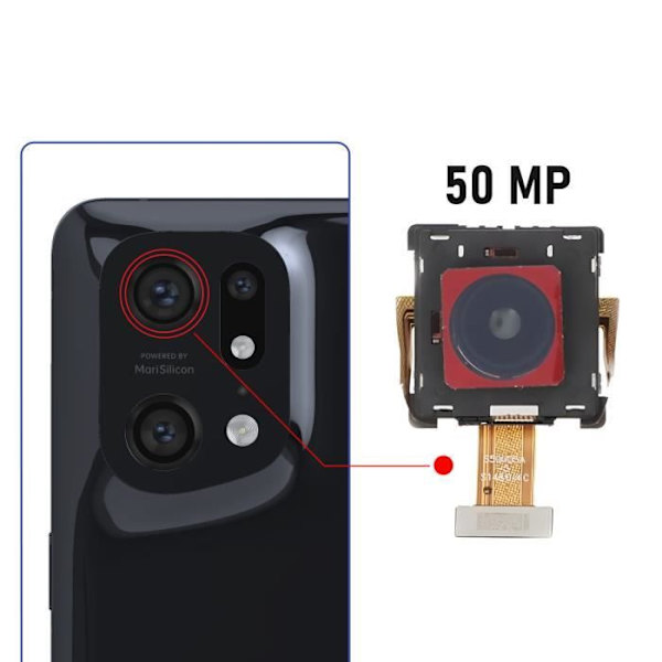 Bagkamera - AVIZAR - Oppo Find X5 Pro - 50MP - Sort - 100% kompatibel Svart