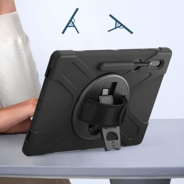 Kotelo Samsung Galaxy Tab S8 Ultralle ja S9 Ultra Hybrid Handle Kickstand Mustalle Svart