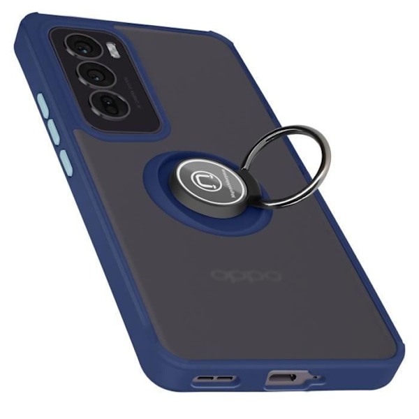 Coque til Oppo Reno 12 med metalring til videostativ i natblå Blå